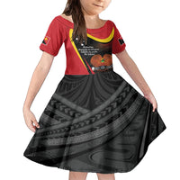 Personalised Papua Niugini Tok Pisin Wik Family Matching Summer Maxi Dress and Hawaiian Shirt LT9 Daughter's Dress Red - Polynesian Pride