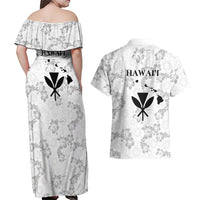 Hawaii Lei Kamehameha Couples Matching Off Shoulder Maxi Dress and Hawaiian Shirt Ke'oke'o Seamless Pattern Hibiscus Flower LT9 - Polynesian Pride