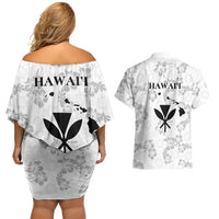 Hawaii Lei Kamehameha Couples Matching Off Shoulder Short Dress and Hawaiian Shirt Ke'oke'o Seamless Pattern Hibiscus Flower LT9 - Polynesian Pride