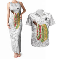 Hawaii Lei Kamehameha Couples Matching Tank Maxi Dress and Hawaiian Shirt Ke'oke'o Seamless Pattern Hibiscus Flower LT9 White - Polynesian Pride