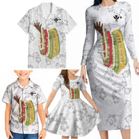 Hawaii Lei Kamehameha Family Matching Long Sleeve Bodycon Dress and Hawaiian Shirt Ke'oke'o Seamless Pattern Hibiscus Flower LT9 - Polynesian Pride