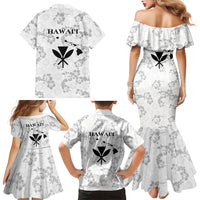 Hawaii Lei Kamehameha Family Matching Mermaid Dress and Hawaiian Shirt Ke'oke'o Seamless Pattern Hibiscus Flower LT9 Mom's Dress White - Polynesian Pride