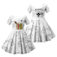 Hawaii Lei Kamehameha Family Matching Mermaid Dress and Hawaiian Shirt Ke'oke'o Seamless Pattern Hibiscus Flower LT9 Daughter's Dress White - Polynesian Pride