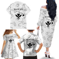 Hawaii Lei Kamehameha Family Matching Off The Shoulder Long Sleeve Dress and Hawaiian Shirt Ke'oke'o Seamless Pattern Hibiscus Flower LT9 - Polynesian Pride
