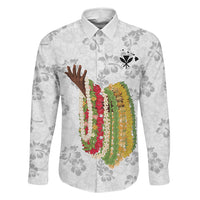 Hawaii Lei Kamehameha Family Matching Off The Shoulder Long Sleeve Dress and Hawaiian Shirt Ke'oke'o Seamless Pattern Hibiscus Flower LT9 Daughter's Dress White - Polynesian Pride