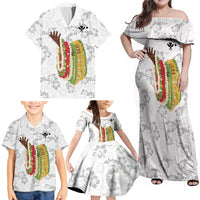 Hawaii Lei Kamehameha Family Matching Off Shoulder Maxi Dress and Hawaiian Shirt Ke'oke'o Seamless Pattern Hibiscus Flower LT9 - Polynesian Pride