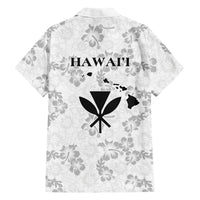 Hawaii Lei Kamehameha Family Matching Puletasi and Hawaiian Shirt Ke'oke'o Seamless Pattern Hibiscus Flower LT9 Dad's Shirt - Long Sleeve White - Polynesian Pride