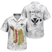 Hawaii Lei Kamehameha Family Matching Short Sleeve Bodycon Dress and Hawaiian Shirt Ke'oke'o Seamless Pattern Hibiscus Flower LT9 Son's Shirt White - Polynesian Pride