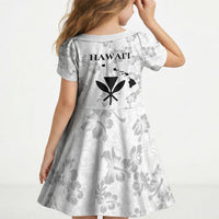 Hawaii Lei Kamehameha Kid Short Sleeve Dress Ke'oke'o Seamless Pattern Hibiscus Flower LT9 - Polynesian Pride