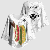 Hawaii Lei Kamehameha Kimono Sleeve Blouse Ke'oke'o Seamless Pattern Hibiscus Flower