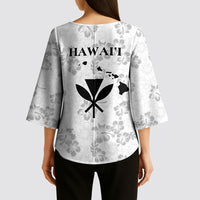 Hawaii Lei Kamehameha Kimono Sleeve Blouse Ke'oke'o Seamless Pattern Hibiscus Flower