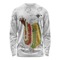 Hawaii Lei Kamehameha Long Sleeve Shirt Ke'oke'o Seamless Pattern Hibiscus Flower LT9 Unisex White - Polynesian Pride