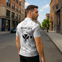 Hawaii Lei Kamehameha Zipper Polo Shirt Ke'oke'o Seamless Pattern Hibiscus Flower LT9 - Polynesian Pride