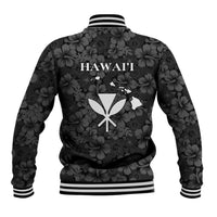 Hawaii Lei Kamehameha Baseball Jacket Ele'ele Seamless Pattern Hibiscus Flower LT9 - Polynesian Pride