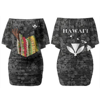 Hawaii Lei Kamehameha Couples Matching Off Shoulder Short Dress and Hawaiian Shirt Ele'ele Seamless Pattern Hibiscus Flower LT9 - Polynesian Pride