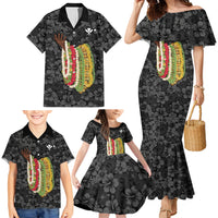 Hawaii Lei Kamehameha Family Matching Mermaid Dress and Hawaiian Shirt Ele'ele Seamless Pattern Hibiscus Flower LT9 - Polynesian Pride