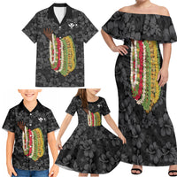 Hawaii Lei Kamehameha Family Matching Off Shoulder Maxi Dress and Hawaiian Shirt Ele'ele Seamless Pattern Hibiscus Flower LT9 - Polynesian Pride