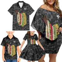 Hawaii Lei Kamehameha Family Matching Off Shoulder Short Dress and Hawaiian Shirt Ele'ele Seamless Pattern Hibiscus Flower LT9 - Polynesian Pride