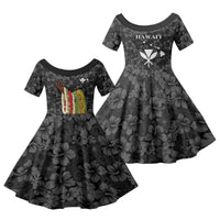 Hawaii Lei Kamehameha Family Matching Short Sleeve Bodycon Dress and Hawaiian Shirt Ele'ele Seamless Pattern Hibiscus Flower LT9 Daughter's Dress Black - Polynesian Pride