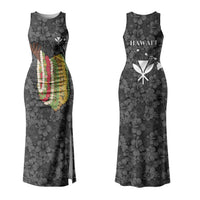 Hawaii Lei Kamehameha Family Matching Tank Maxi Dress and Hawaiian Shirt Ele'ele Seamless Pattern Hibiscus Flower LT9 Mom's Dress Black - Polynesian Pride