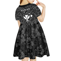 Hawaii Lei Kamehameha Kid Short Sleeve Dress Ele'ele Seamless Pattern Hibiscus Flower LT9 - Polynesian Pride