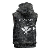 Hawaii Lei Kamehameha Sleeveless Zip Hoodie Ele'ele Seamless Pattern Hibiscus Flower