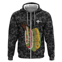 Hawaii Lei Kamehameha Zip Hoodie Ele'ele Seamless Pattern Hibiscus Flower