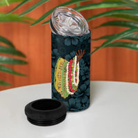 Hawaii Lei Kamehameha 4 in 1 Can Cooler Tumbler Uliuli Seamless Pattern Hibiscus Flower