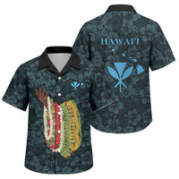 Hawaii Lei Kamehameha Family Matching Off Shoulder Maxi Dress and Hawaiian Shirt Uliuli Seamless Pattern Hibiscus Flower LT9 Son's Shirt Blue - Polynesian Pride