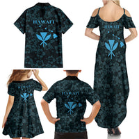 Hawaii Lei Kamehameha Family Matching Summer Maxi Dress and Hawaiian Shirt Uliuli Seamless Pattern Hibiscus Flower LT9 Mom's Dress Blue - Polynesian Pride