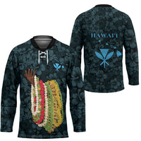 Hawaii Lei Kamehameha Hockey Jersey Uliuli Seamless Pattern Hibiscus Flower