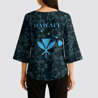 Hawaii Lei Kamehameha Kimono Sleeve Blouse Uliuli Seamless Pattern Hibiscus Flower LT9 - Polynesian Pride