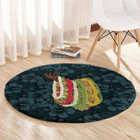 Hawaii Lei Kamehameha Round Carpet Uliuli Seamless Pattern Hibiscus Flower