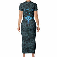 Hawaii Lei Kamehameha Short Sleeve Bodycon Dress Uliuli Seamless Pattern Hibiscus Flower LT9 - Polynesian Pride