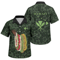 Hawaii Lei Kamehameha Family Matching Long Sleeve Bodycon Dress and Hawaiian Shirt Oma'oma'o Seamless Pattern Hibiscus Flower LT9 Son's Shirt Green - Polynesian Pride