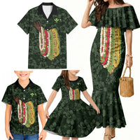 Hawaii Lei Kamehameha Family Matching Mermaid Dress and Hawaiian Shirt Oma'oma'o Seamless Pattern Hibiscus Flower LT9 - Polynesian Pride