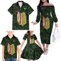 Hawaii Lei Kamehameha Family Matching Off The Shoulder Long Sleeve Dress and Hawaiian Shirt Oma'oma'o Seamless Pattern Hibiscus Flower LT9 - Polynesian Pride