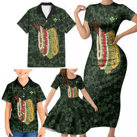 Hawaii Lei Kamehameha Family Matching Short Sleeve Bodycon Dress and Hawaiian Shirt Oma'oma'o Seamless Pattern Hibiscus Flower LT9 - Polynesian Pride
