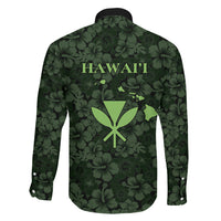 Hawaii Lei Kamehameha Family Matching Short Sleeve Bodycon Dress and Hawaiian Shirt Oma'oma'o Seamless Pattern Hibiscus Flower LT9 Son's Shirt Green - Polynesian Pride