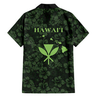 Hawaii Lei Kamehameha Family Matching Summer Maxi Dress and Hawaiian Shirt Oma'oma'o Seamless Pattern Hibiscus Flower LT9 Dad's Shirt - Long Sleeve Green - Polynesian Pride
