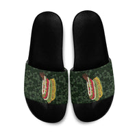 Hawaii Lei Kamehameha Slide Sandals Oma'oma'o Seamless Pattern Hibiscus Flower