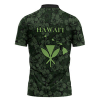 Hawaii Lei Kamehameha Zipper Polo Shirt Oma'oma'o Seamless Pattern Hibiscus Flower LT9 - Polynesian Pride