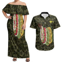 Hawaii Lei Kamehameha Couples Matching Off Shoulder Maxi Dress and Hawaiian Shirt Melemele Seamless Pattern Hibiscus Flower LT9 Yellow - Polynesian Pride
