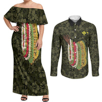 Hawaii Lei Kamehameha Couples Matching Off Shoulder Maxi Dress and Long Sleeve Button Shirt Melemele Seamless Pattern Hibiscus Flower LT9 Yellow - Polynesian Pride