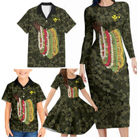 Hawaii Lei Kamehameha Family Matching Long Sleeve Bodycon Dress and Hawaiian Shirt Melemele Seamless Pattern Hibiscus Flower LT9 - Polynesian Pride