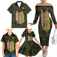 Hawaii Lei Kamehameha Family Matching Off The Shoulder Long Sleeve Dress and Hawaiian Shirt Melemele Seamless Pattern Hibiscus Flower LT9 - Polynesian Pride