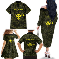 Hawaii Lei Kamehameha Family Matching Off The Shoulder Long Sleeve Dress and Hawaiian Shirt Melemele Seamless Pattern Hibiscus Flower LT9 Mom's Dress Yellow - Polynesian Pride