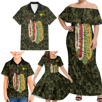 Hawaii Lei Kamehameha Family Matching Off Shoulder Maxi Dress and Hawaiian Shirt Melemele Seamless Pattern Hibiscus Flower LT9 - Polynesian Pride