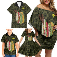 Hawaii Lei Kamehameha Family Matching Off Shoulder Short Dress and Hawaiian Shirt Melemele Seamless Pattern Hibiscus Flower LT9 - Polynesian Pride