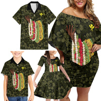 Hawaii Lei Kamehameha Family Matching Off Shoulder Short Dress and Hawaiian Shirt Melemele Seamless Pattern Hibiscus Flower LT9 - Polynesian Pride